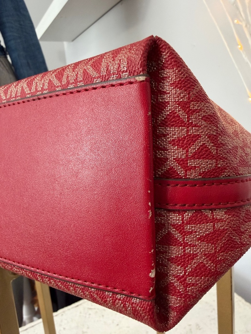 Michael Kors, GUC red & cream signature logo shoulder bag 14 x 9 "by 4 deep - Picture 14 of 14